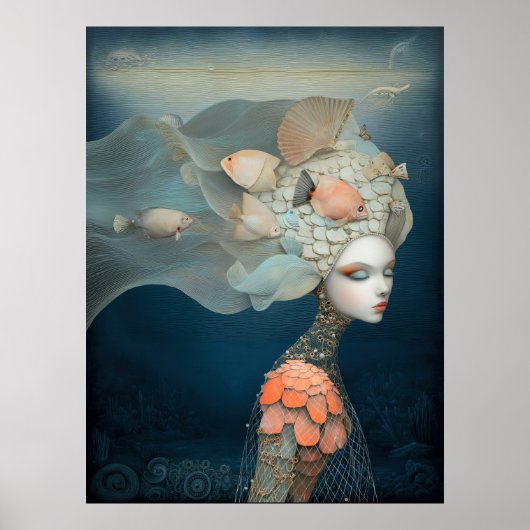 *~* FD2 23  Water Goddess Fantasy Sea Mermaid  Poster (Voorkant)