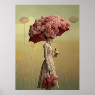 *~* FD2 26 Surrealistische Retro Bloemen Paraplu K Poster