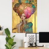 *~* FD2 28 Ornate Nouveau Fantasy Ethereal Woman  Poster (Thuiskantoor)