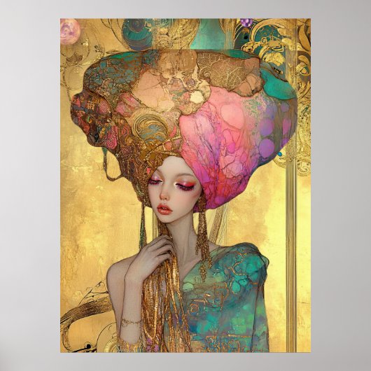 *~* FD2 28 Ornate Nouveau Fantasy Ethereal Woman  Poster (Voorkant)