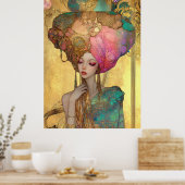 *~* FD2 28 Ornate Nouveau Fantasy Ethereal Woman  Poster (Keuken)