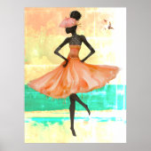 *~* FD2 28 Roze Flamingo Tropische Zwarte Vrouw Poster (Voorkant)