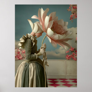 *~* FD2 29 Vrouw Retro Bloemen Bloemrijke Surreal Poster