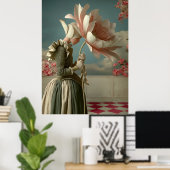*~* FD2 29 Woman Retro Flowers Floral Surreal Poster (Thuiskantoor)
