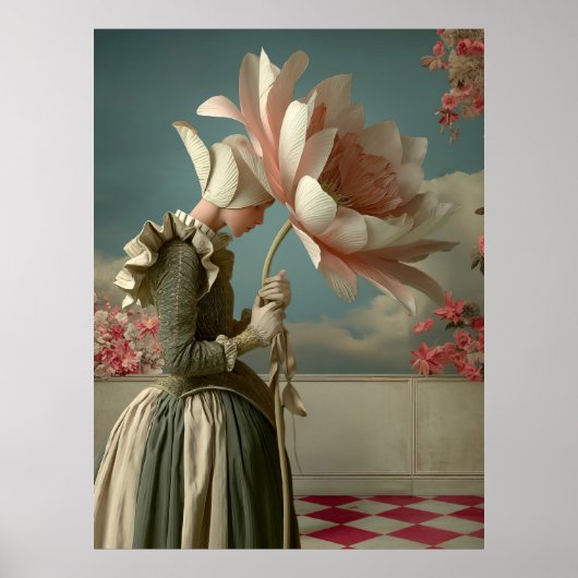 *~* FD2 29 Woman Retro Flowers Floral Surreal Poster (Voorkant)