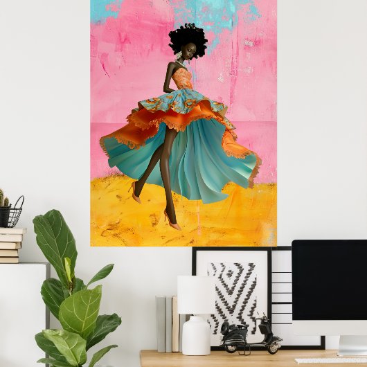 *~* FD2 39 Tropische GODIN Zwarte Vrouw Levendig Poster (Thuiskantoor)