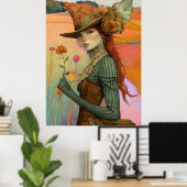 *~* FD2 Bloemige Herfst Meisje Retro Hoed 22 Poster (Thuiskantoor)