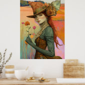 *~* FD2 Bloemige Herfst Meisje Retro Hoed 22 Poster (Keuken)