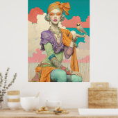 FD2 Bohemian Boho Summer Glam Woman Bird 41 Poster (Keuken)