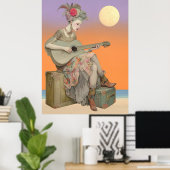 ^~* FD2 Bohemian Boho Woman Guitar 2 Poster (Thuiskantoor)