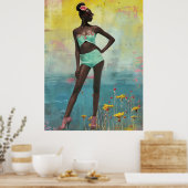 *~* FD2 Bold Tropische Zwarte Vrouw Bun 14 Poster (Keuken)