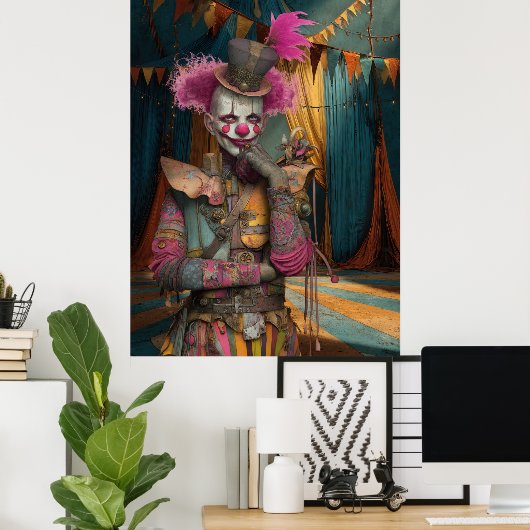FD2 Circus Clown Art 11  Retro Carnaval kunst Poster (Thuiskantoor)