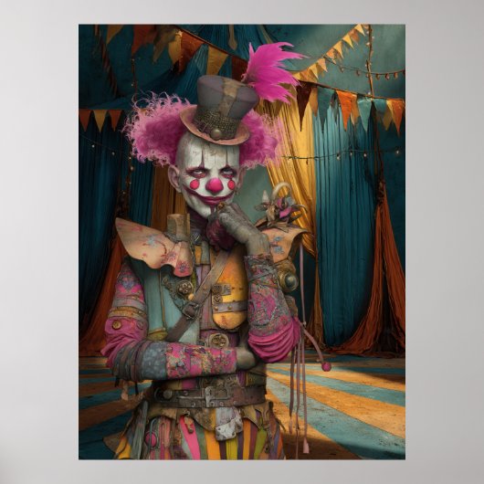 FD2 Circus Clown Art 11  Retro Carnaval kunst Poster (Voorkant)