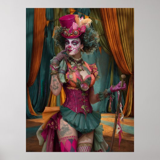 FD2 Circus Clown Art 12  Retro Carnaval kunst Poster (Voorkant)