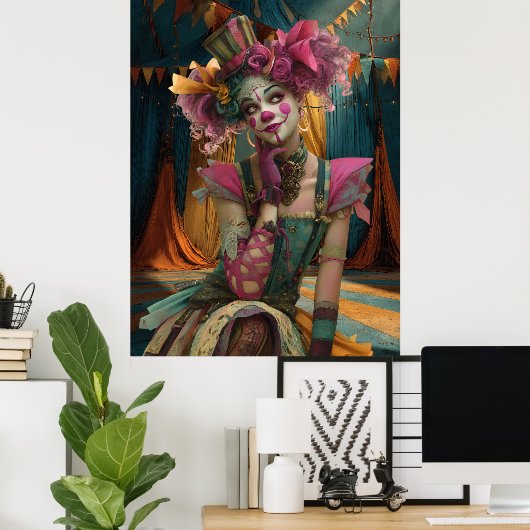 FD2 Circus Clown Art 13  Retro Carnaval kunst Poster (Thuiskantoor)