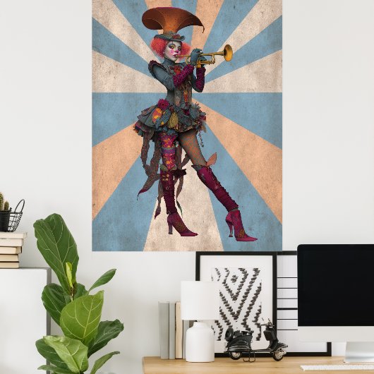 FD2 Circus Clown Art 16  Retro Carnaval kunst Poster (Thuiskantoor)