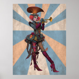 FD2 Circus Clown Art 16  Retro Carnaval kunst Poster