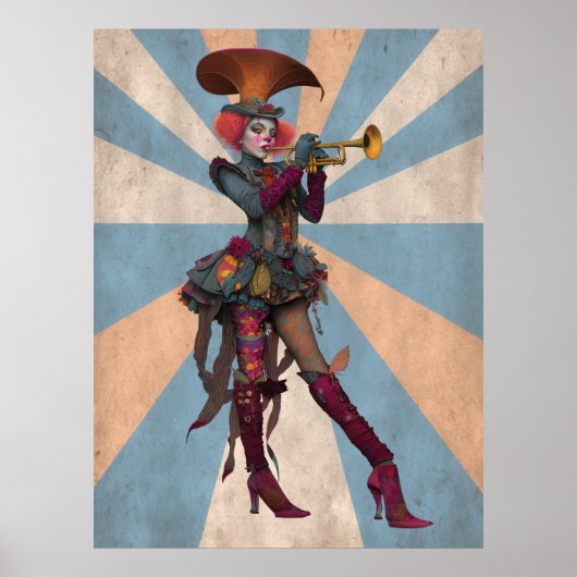FD2 Circus Clown Art 16  Retro Carnaval kunst Poster (Voorkant)