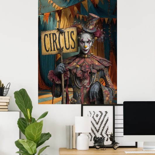 FD2 Circus Clown Art 25  Retro Carnaval Poster (Thuiskantoor)