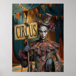 FD2 Circus Clown Art 25  Retro Carnaval Poster