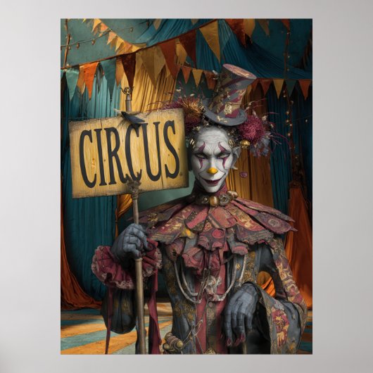 FD2 Circus Clown Art 25  Retro Carnaval Poster (Voorkant)