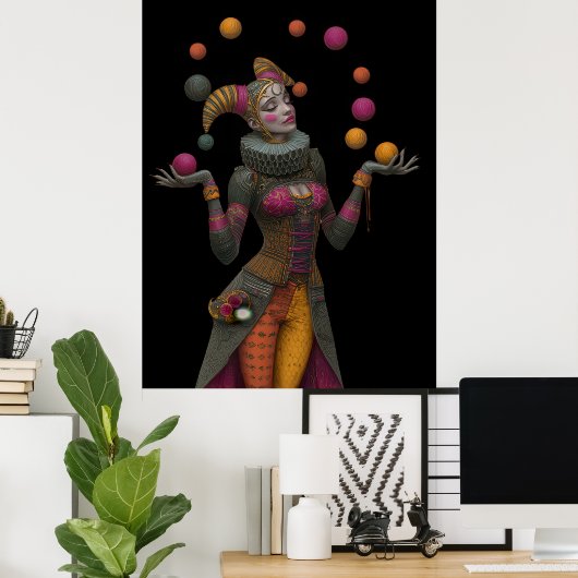 FD2 Circus Clown Art 26  Retro Carnaval Poster (Thuiskantoor)