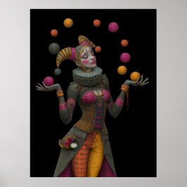 FD2 Circus Clown Art 26  Retro Carnaval Poster