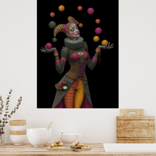 FD2 Circus Clown Art 26  Retro Carnaval Poster (Keuken)