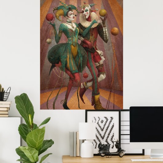 FD2 Circus Clown Art 28  Retro Carnaval Poster (Thuiskantoor)