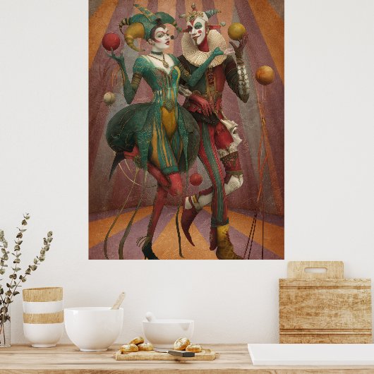 FD2 Circus Clown Art 28 Retro Carnaval Poster (Keuken)