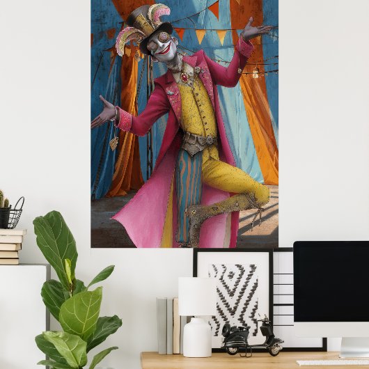 FD2 Circus Clown Art 29  Retro Carnaval Poster (Thuiskantoor)