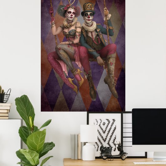 FD2 Circus Clown Art 30  Retro Carnaval Poster (Thuiskantoor)