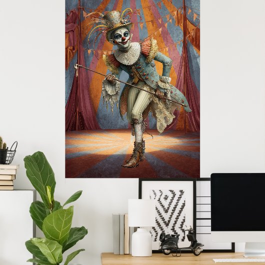 FD2 Circus Clown Art 3  Retro Carnaval kunst Poster (Thuiskantoor)