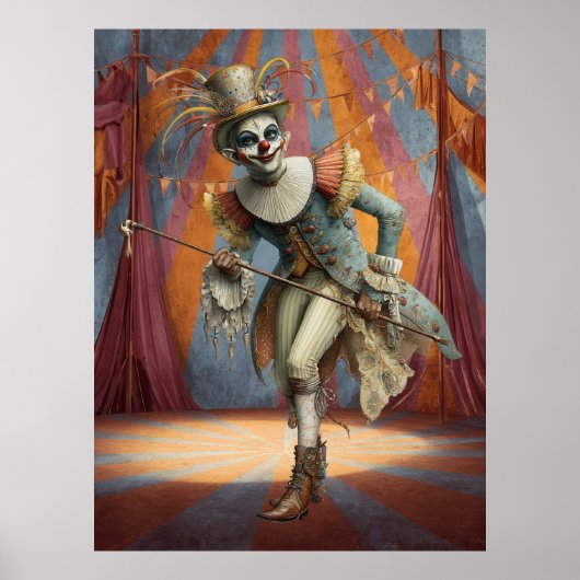 FD2 Circus Clown Art 3  Retro Carnaval kunst Poster (Voorkant)