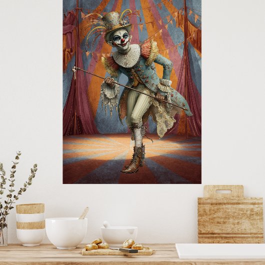 FD2 Circus Clown Art 3  Retro Carnaval kunst Poster (Keuken)