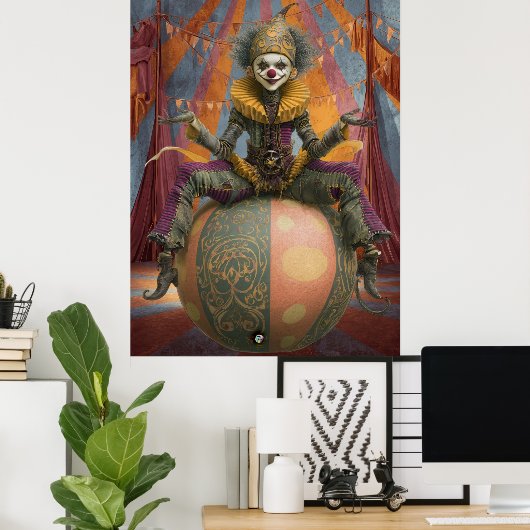 FD2 Circus Clown Art 4  Retro Carnaval kunst Poster (Thuiskantoor)