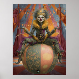 FD2 Circus Clown Art 4  Retro Carnaval kunst Poster