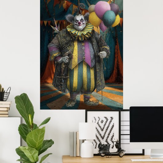 FD2 Circus Clown Art 5 Retro Carnaval Poster (Thuiskantoor)