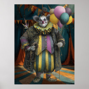 FD2 Circus Clown Art 5 Retro Carnaval Poster