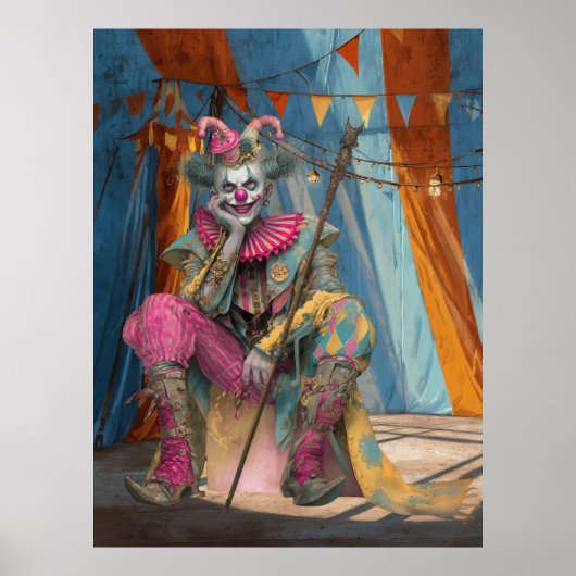 FD2 Circus Clown Art 6  Retro Carnaval kunst Poster (Voorkant)
