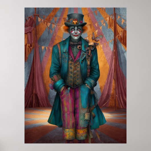 FD2 Circus Clown Art 7  Retro Carnaval kunst Poster (Voorkant)