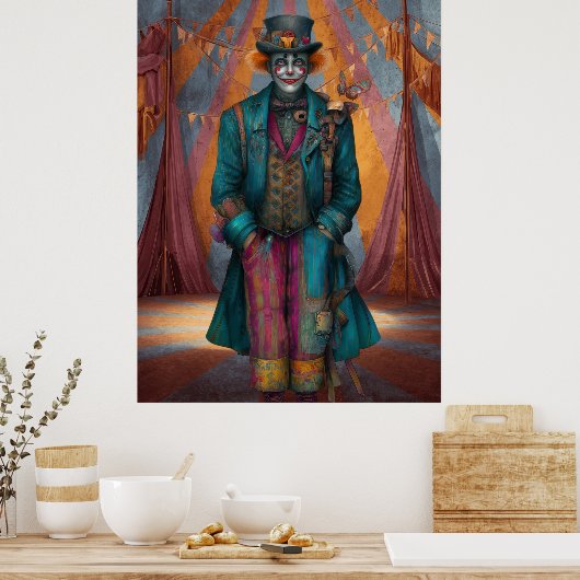 FD2 Circus Clown Art 7  Retro Carnaval kunst Poster (Keuken)