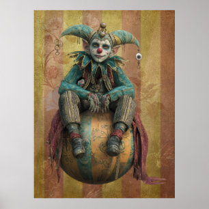 FD2 Circus Clown Art Vintage Retro Carnaval art 1 Poster