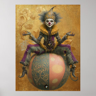 FD2 Circus Clown Art Vintage Retro Carnaval art 4 Poster
