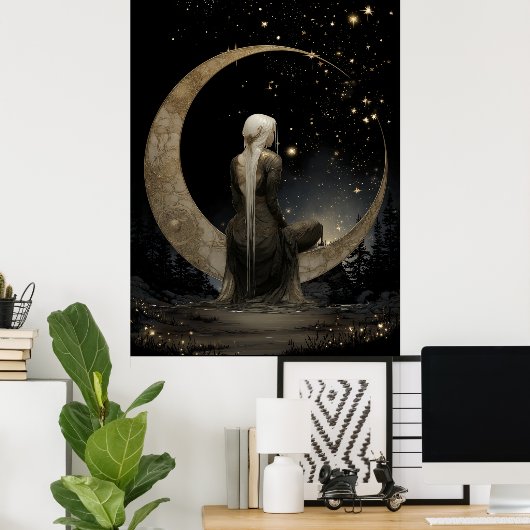 FD2 Enchanted 1 Crescent Moon Goddess Poster (Thuiskantoor)
