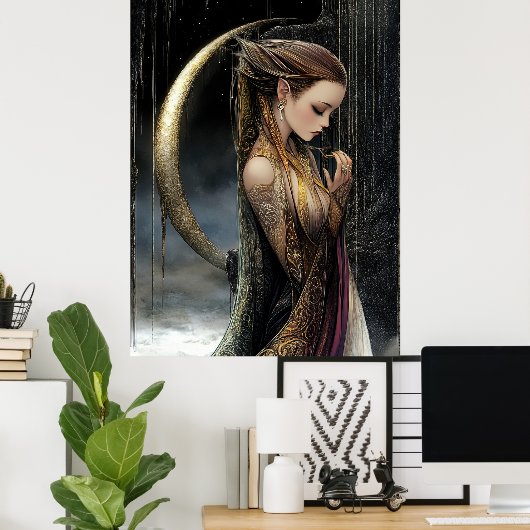 FD2 Enchanted Crescent Moon Goddess 11 Poster (Thuiskantoor)