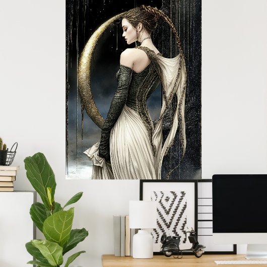 FD2 Enchanted Crescent Moon Goddess 13 Poster (Thuiskantoor)