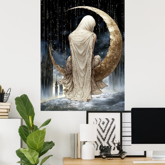 FD2 Enchanted Crescent Moon Goddess 17 Poster (Thuiskantoor)