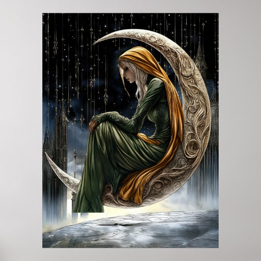 FD2 Enchanted Crescent Moon Goddess  18  Poster (Voorkant)