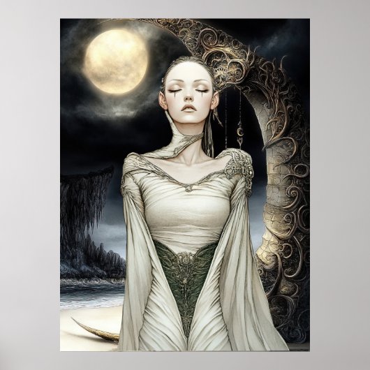 FD2 Enchanted Crescent Moon Goddess 1 Poster (Voorkant)